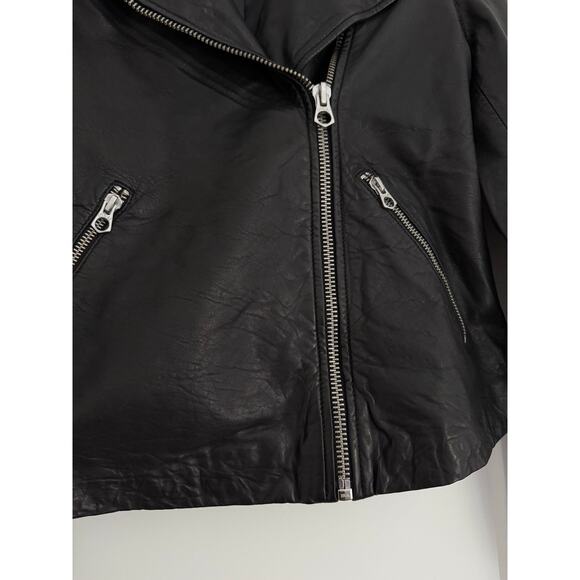$525 New Madewell Washed Leather Motorcycle Jacket - Black - Small - Picture 8 of 11